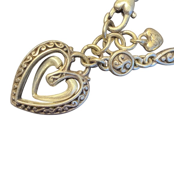 Brighton Heart Charm Bracelet Silver Scrollwork Bohemian Romantic Filigree - Picture 3 of 10